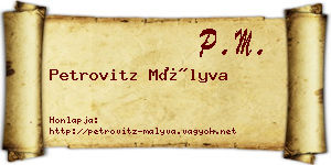 Petrovitz Mályva névjegykártya